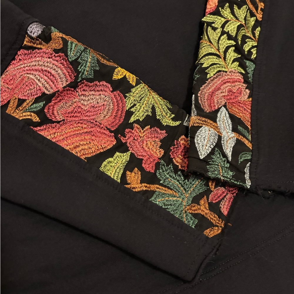 TINY for Anthropologie Phoenix Embroidered Floral Black Sweatshirt - Picture 3 of 9
